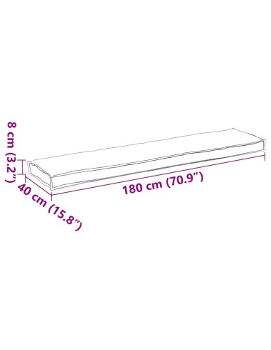 Възглавница за пейка Антрацит 180x40x8 см Оксфордска тъкан