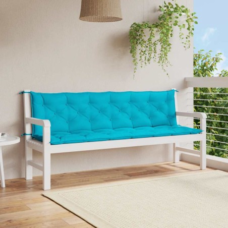 Възглавници за градински пейки 2 бр тюркоаз 200x50x7 см плат