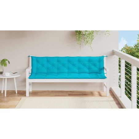 Възглавници за градински пейки 2 бр тюркоаз 200x50x7 см плат