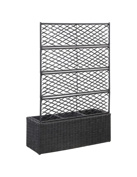 Пергола висока леха с 3 саксии, 83x30x130 см, полиратан, черна