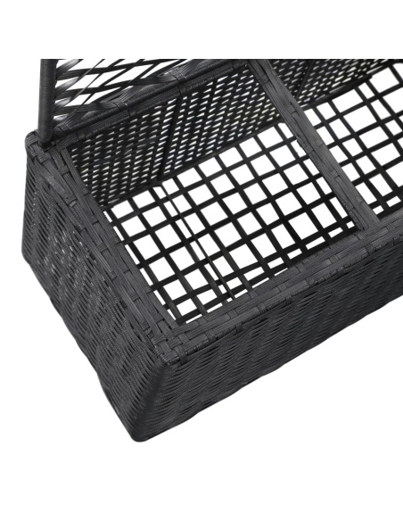 Пергола висока леха с 3 саксии, 83x30x130 см, полиратан, черна