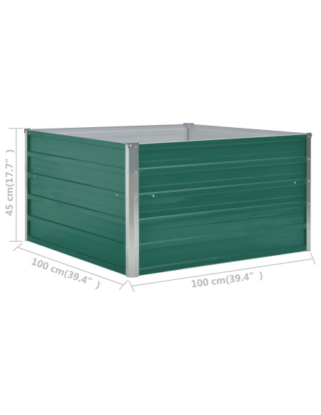 Повдигната леха, 100x100x45 см, поцинкована стомана, зелена