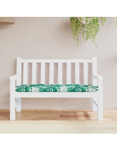 Възглавница за градинска пейка с листа 120x50x7 см оксфорд плат