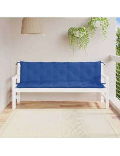 Възглавници за градински пейки 2 бр синьо 180x50x7 см плат