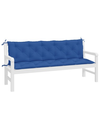 Възглавници за градински пейки 2 бр синьо 180x50x7 см плат