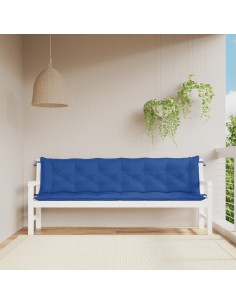 Възглавници за градински пейки 2 бр синьо 200x50x7 см плат