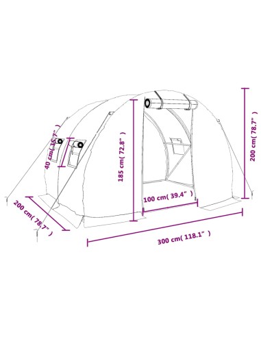 Оранжерия със стоманена рамка бяла 6 м² 3x2x2 м