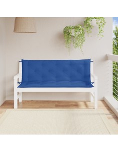 Възглавници за градински пейки 2 бр синьо 150x50x7 см плат