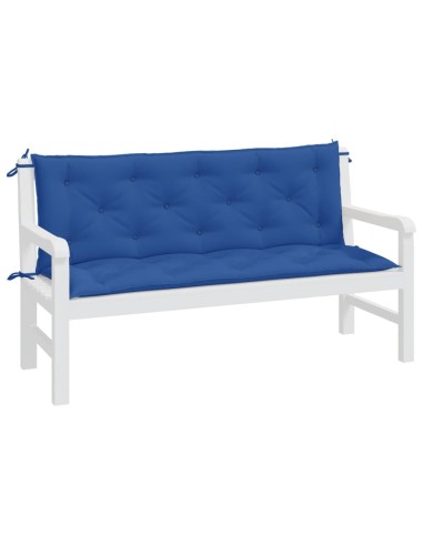 Възглавници за градински пейки 2 бр синьо 150x50x7 см плат