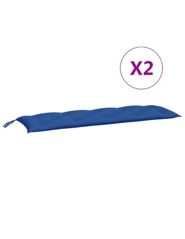 Възглавници за градински пейки 2 бр синьо 150x50x7 см плат