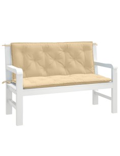 Възглавници за градински пейки 2 бр бежови 120x50x7 см плат