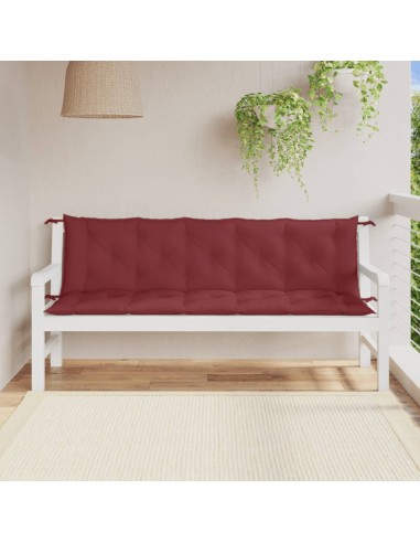 Възглавници за градински пейки 2 бр виненочервени 180x50x7 см