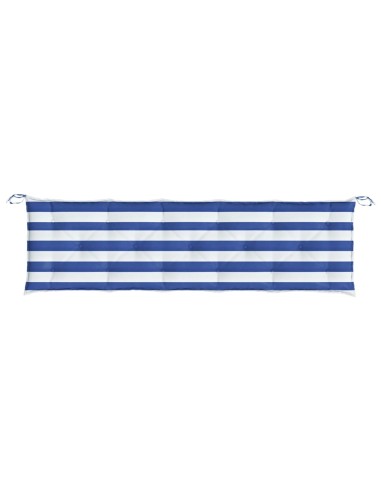 Възглавница за пейка синьо и бяло райе 180x50x7 см оксфорд плат