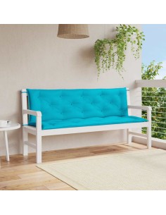 Възглавници за градински пейки 2 бр тюркоаз 150x50x7 см плат