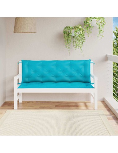 Възглавници за градински пейки 2 бр тюркоаз 150x50x7 см плат