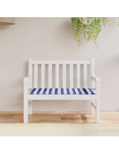 Възглавница за пейка синьо и бяло райе 120x50x4 см оксфорд плат