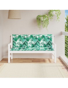 Възглавници за градински пейки 2 бр с листа 150x50x7 см плат