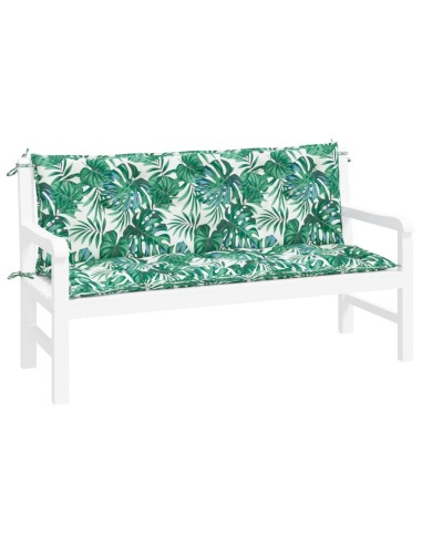 Възглавници за градински пейки 2 бр с листа 150x50x7 см плат