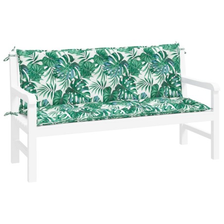 Възглавници за градински пейки 2 бр с листа 150x50x7 см плат