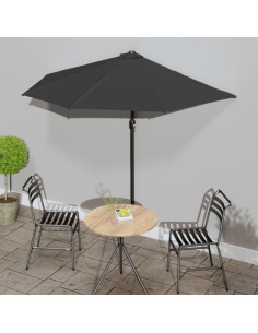 Балконски чадър с алуминиев прът черен 270x144x222 см половин