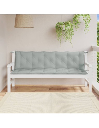 Възглавници за градински пейки 2бр меланж светлосиви 180x50x7см