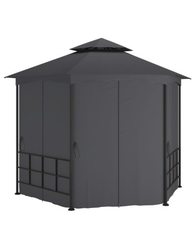 Беседка със странични стени, 3,1x2,7 м, антрацит