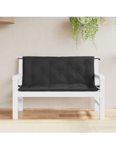 Възглавници за градински пейки 2 бр черно 120x50x7 см плат