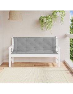Възглавници за градински пейки 2 бр Сиво 150x50x7 см плат