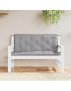 Възглавници за градински пейки 2 бр Сиво 120x50x7 см плат