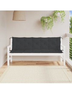 Възглавници за градински пейки 2 бр черно 180x50x7 см плат