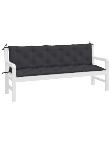 Възглавници за градински пейки 2 бр черно 180x50x7 см плат