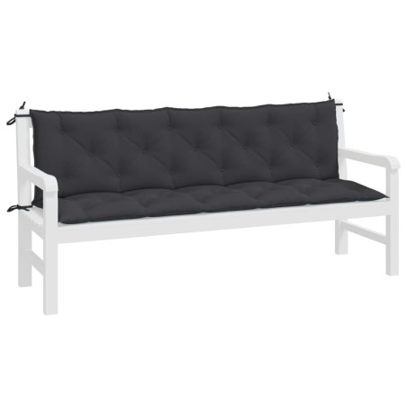 Възглавници за градински пейки 2 бр черно 180x50x7 см плат