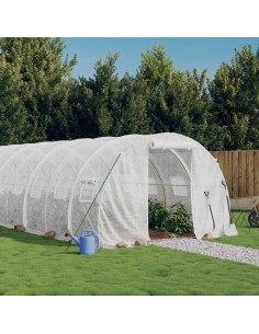 Оранжерия със стоманена рамка бяла 48 м² 16x3x2 м