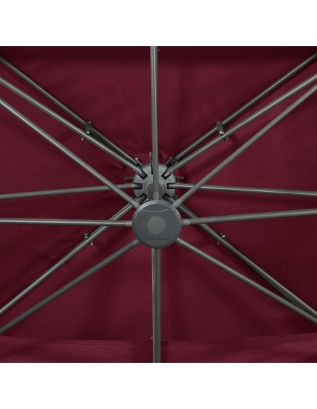 Конзолен градински чадър с двоен покрив, бордо, 400x300 см