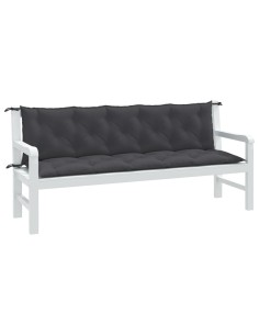Възглавници за градински пейки 2 бр антрацит 180x50x7 см плат