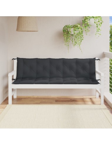 Възглавници за градински пейки 2 бр антрацит 180x50x7 см плат