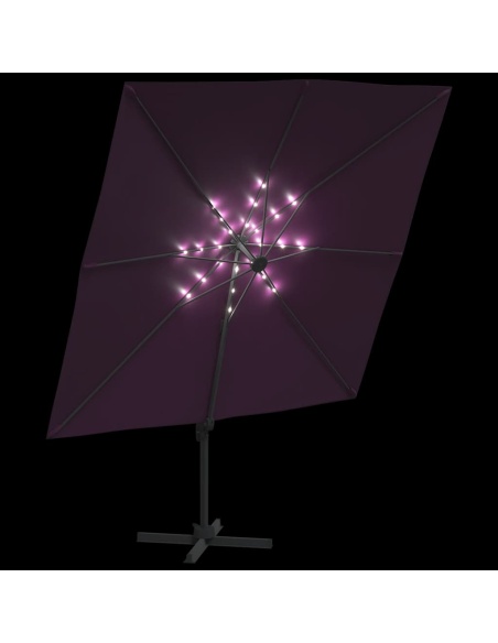 LED конзолен чадър, червено бордо, 400x300 см