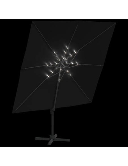 LED конзолен чадър, черен, 400x300 см