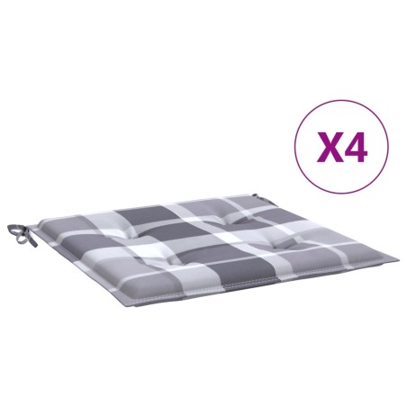 Възглавници за столове 4 бр сиво каре 50x50x3 см Оксфорд плат