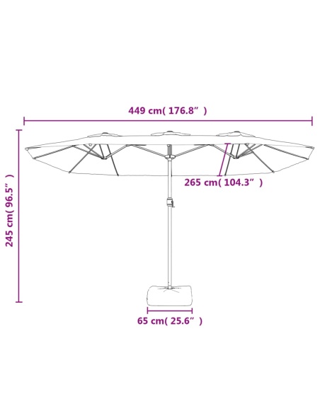 Градински чадър с двоен покрив и LED, зелен, 449x245 см