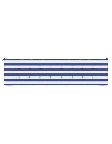 Възглавница за градинска пейка синьо/бяло райе 200x50x4 см плат