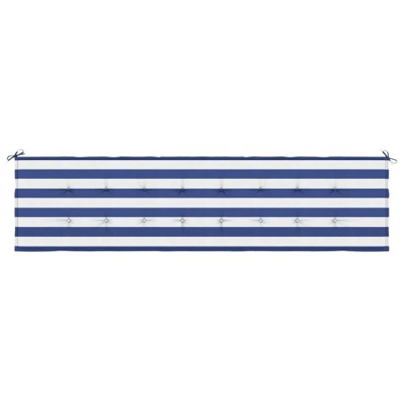 Възглавница за градинска пейка синьо/бяло райе 200x50x4 см плат