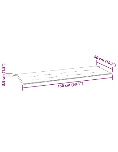 Възглавница за пейка черно каре 150x50x4 см оксфорд плат