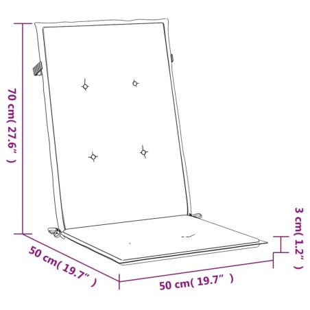 Възглавници за столове с облегалки 4 бр сини 120x50x3 см плат