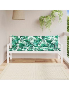 Възглавници за градински пейки 2 бр с листа 180x50x7 см плат