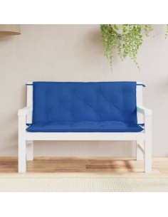 Възглавници за градински пейки 2 бр синьо 120x50x7 см плат