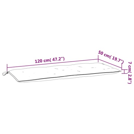 Възглавници за градински пейки 2 бр синьо 120x50x7 см плат