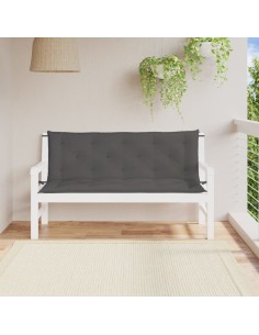 Възглавници за градински пейки 2 бр антрацит 150x50x7 см плат