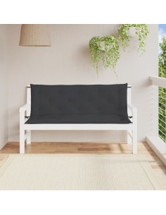 Възглавници за градински пейки 2 бр черно 150x50x7 см плат