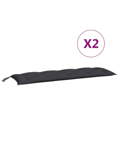 Възглавници за градински пейки 2 бр черно 150x50x7 см плат